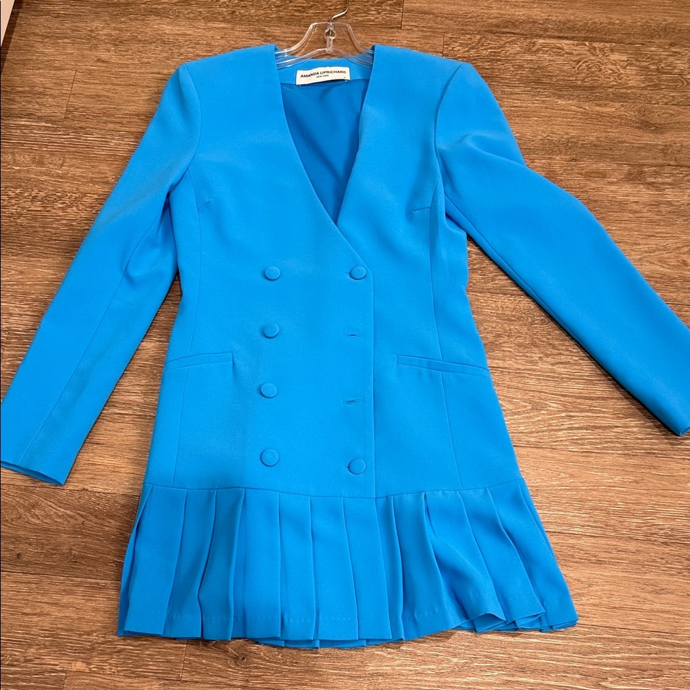 Amanda Uprichard Double-Breasted Blue Women's Blazer Dress NWOT